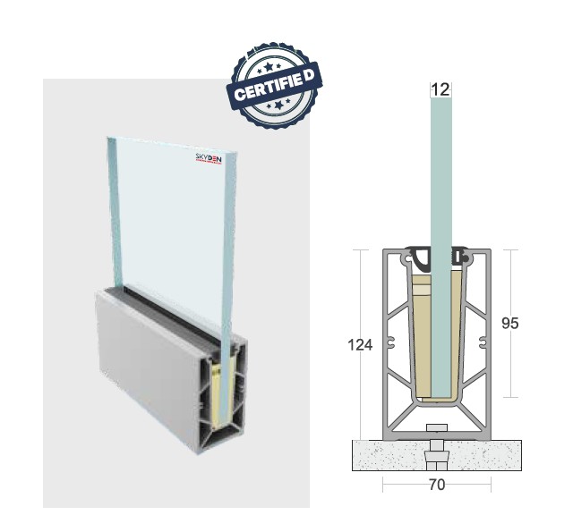 SD 34 Continuous Profile System Aluminum Glass Railing Base Profile for Balcony and Staircase, Indoor and Outdoor Top Mount Design, Durable Finish, Easy Installation for Modern Projects